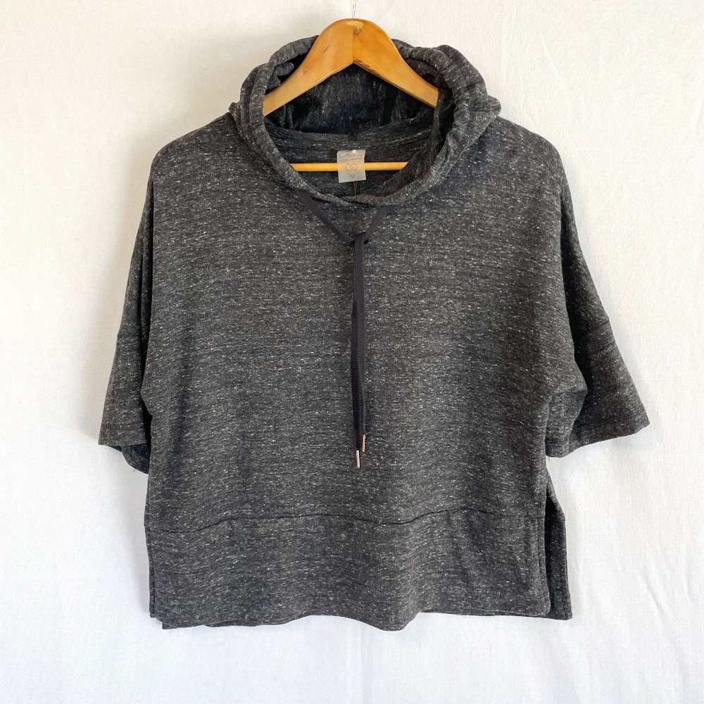 CALIA Women’s Medium Dark Gray Elbow Length Sleeve Cropped Pull Over Hoodie